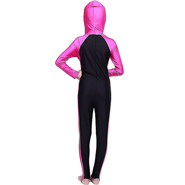 Badkläder för barn, flickor Burkini Cover Islamiska badkläder Rose Red 4-5 Years