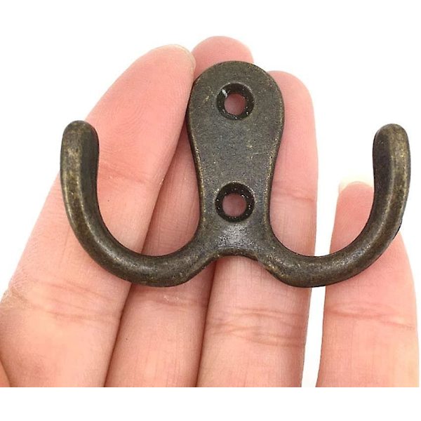 8 stykker metall dobbel skrue krok kroker og klesstativer Hjemmeoppbevaring Hyller Skuffer Skap Bad (bronse)