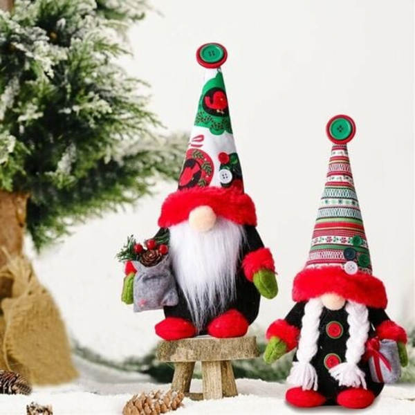 Joulutontut koristeet, 2 kpl käsintehdyt pehmotontut ruotsalainen Tomte-nukke, joulukoristeet kodin joulukoristeisiin
