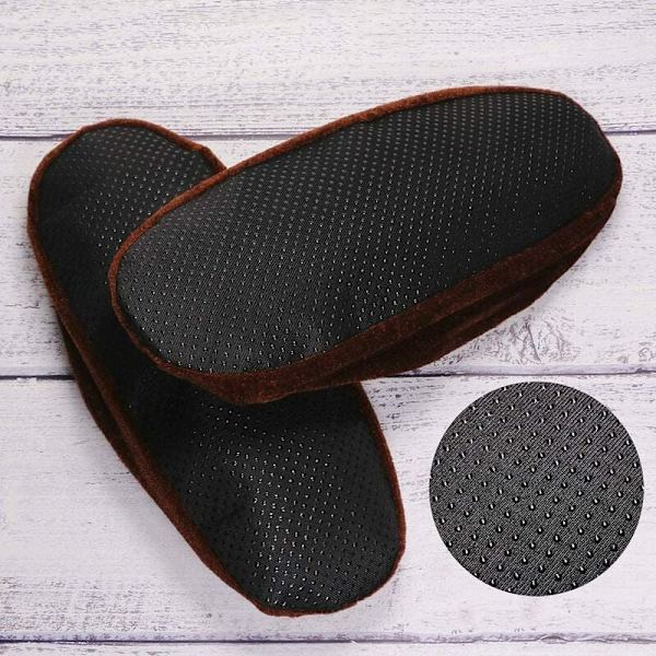 Voksen tilfældig farve 38-42 one size med skridsikker bund 3 par (6 styk) 2 styk flannel skobetræk husholdnings indendørs vaskbart stof,