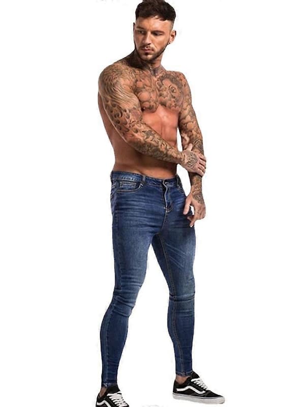 Jeansbyxor för män med resår Dark Blue 3XL