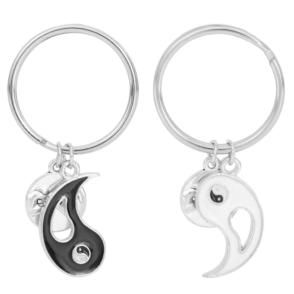 1 par par nøglering Charm Yin Yang nøgle vedhæng dekorativt nøgle ornament