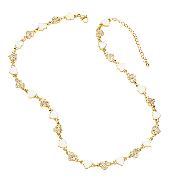 Halsband Vintage Zircon Heart Stud Modesmycken Ac8881 Red