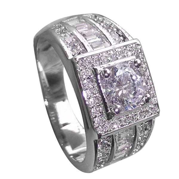 Mode Mænd Rhinestone Bryllup Engagement Finger Ring Party Decor Smykker Gave US 11