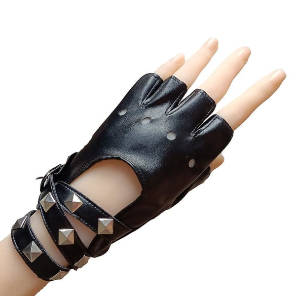 Punk handsker i Pu fingerløse læderhandsker