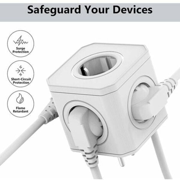 Wall Power Strip Power Strip Cube med 5 uttag och överbelastningsskydd, Bärbar reseladdare utan kabel, Wall Po