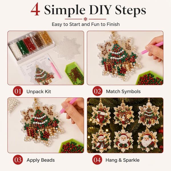 Julepynt DIY Perlediamantkunstkit til voksne (Snefnug) Diamantkunst Julepynt Perlekunstkit til vinduesophæng til jul