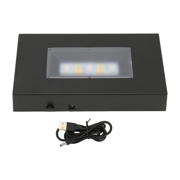 LED-ljusstativ USB-driven multiläge blandade färger svart ABS rektangulär ljusdisplaybas för glaslåda