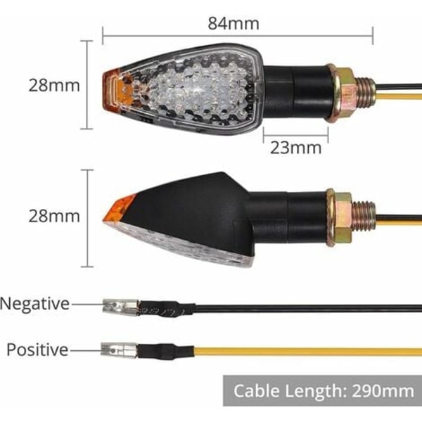 4 kpl E-merkitty LED-vilkut Moottoripyörän vilkkuvalo 14 lediä vedenpitävä keltainen valo 12V M10 Universal Mo:lle