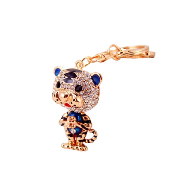 1 stk Tiger Design Nøglering Rhinestone Nøglering Kreativ Nøgleholder Taske Vedhæng Gave Nøgleringe Lilla Blue