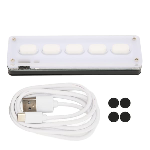 Programmerbart tastatur 5 taster kablet USB trådløs Bluetooth Dual Mode Mini Silikon Mute DIY Programmerbart gamingtastatur hvit