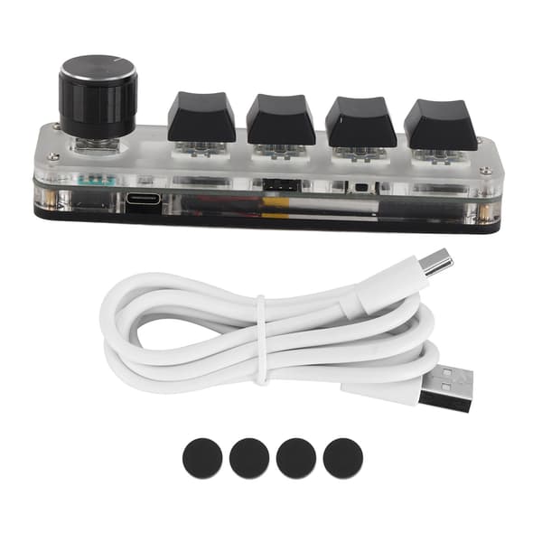 Mini 4 Taster 1 Knapp USB Bluetooth Blå Bryter Bakgrunnsbelyst Programmerbart Tastatur Spillkontor Media Plug Play