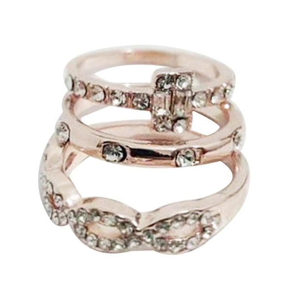3 st/ set Criss Cross Cubic Zirconia Inlagd staplingsring Bröllopssmycken US 8