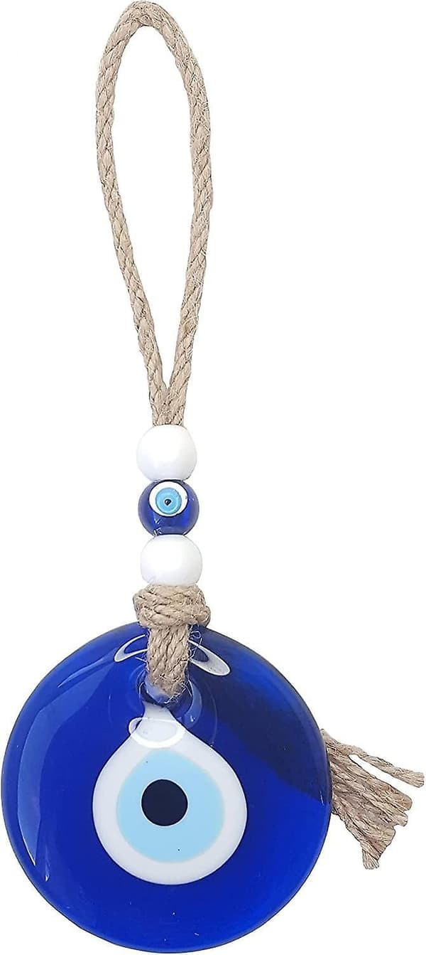 Blå turkisk väggprydnad med onda ögat, dekoration, amulett, för skydd, välsignelse, bra present, med glaspärlor