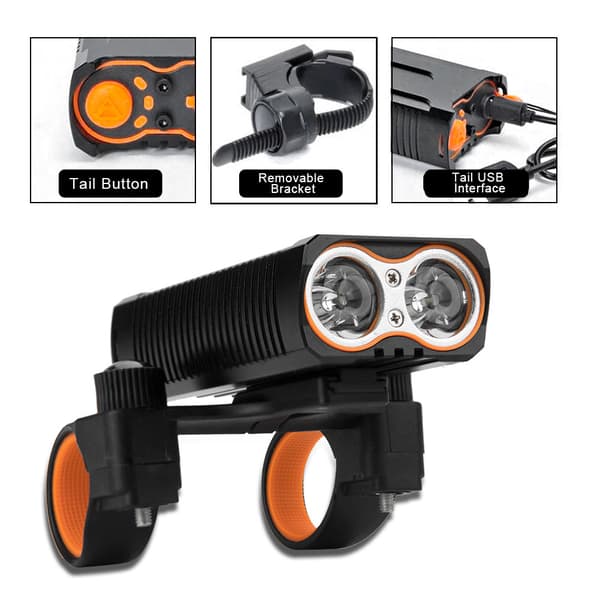 2000lm USB Ladattava LED Pyöränvalo Pyöräily Taskulamppu