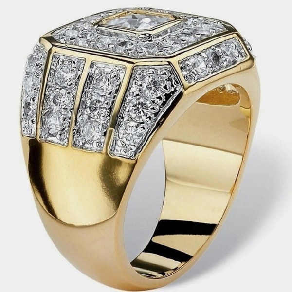 Herrring Cubic Zirconia Hip Hop Smycken Glittrande Mode Utseende Bröllopsring för bröllop US 9