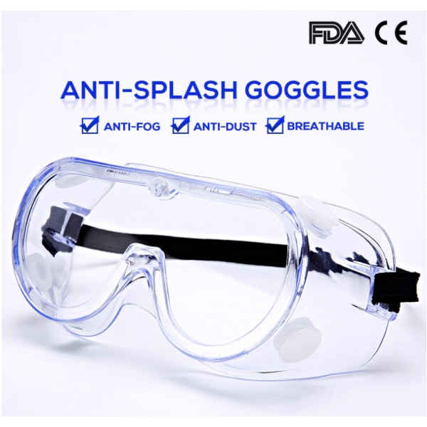 Arbejdsbeskyttelsesbriller antidråbe-støvtætte gennemsigtige beskyttelsesbriller lukkede beskyttelsesbriller åndbar