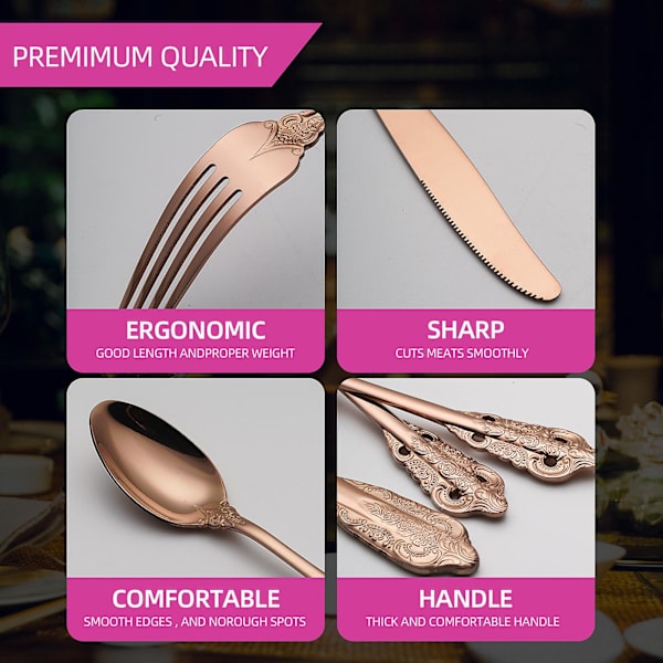 5 stk rustfritt stål bestikk western bestikk bestikk Rose gold