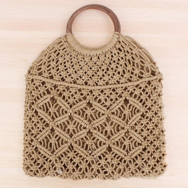 Mesh ihålig vävd väska camel