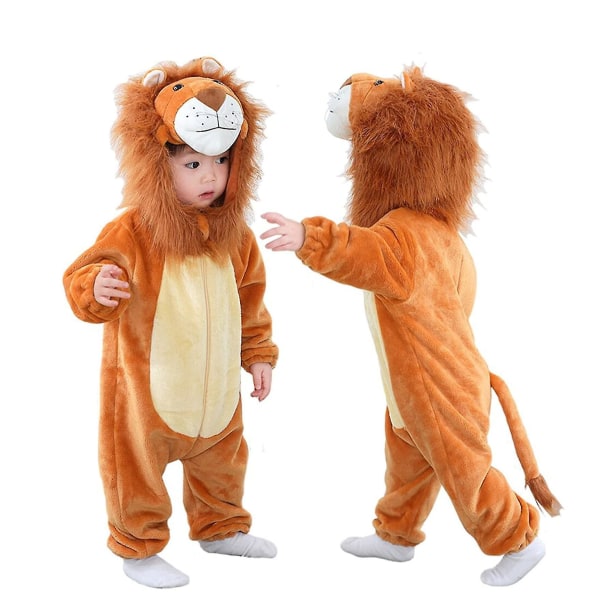 Baby Dinosaur Kostume Børne Sød Hættetrøje Jumpsuit Halloween Male Lion 12-18 Months