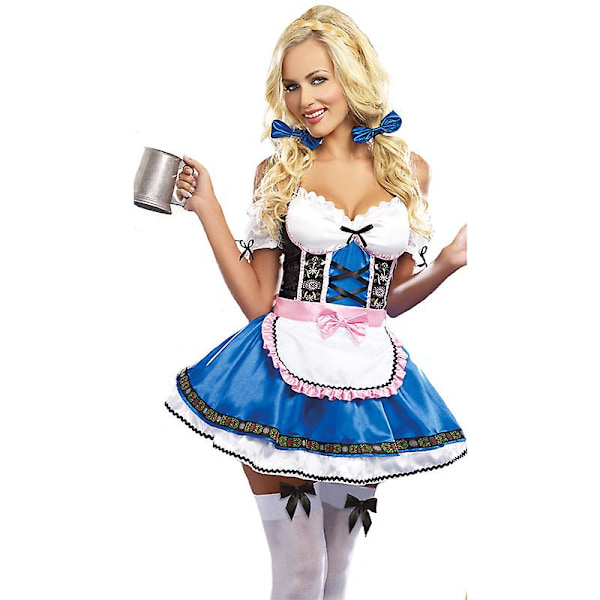 Plus-kokoiset seksikkäät naiset Octoberfest Oktoberfest-asu baijerilainen Beer Wench tarjoilijatar palveleva piikaasu Cosplay-fancy mekko L