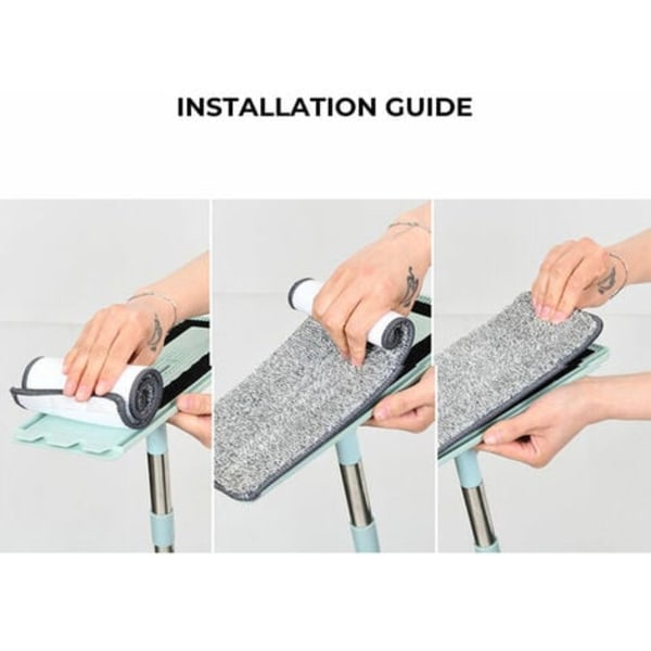 Sladdlös handsfree golvmopp i mikrofiber, våt- och kemtvätt, 360° roterande platt mopp (6 mikrofiberkuddar)