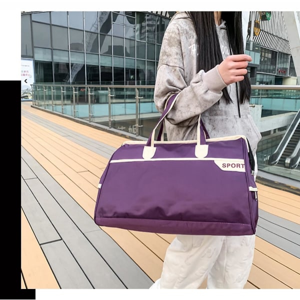 Matkalaukku Suurikapasiteettinen matkalaukku, jossa on urheilullinen käsilaukku Viikonloppuyölaukku, joka sopii matkalle Urheilu Fitness Violetti