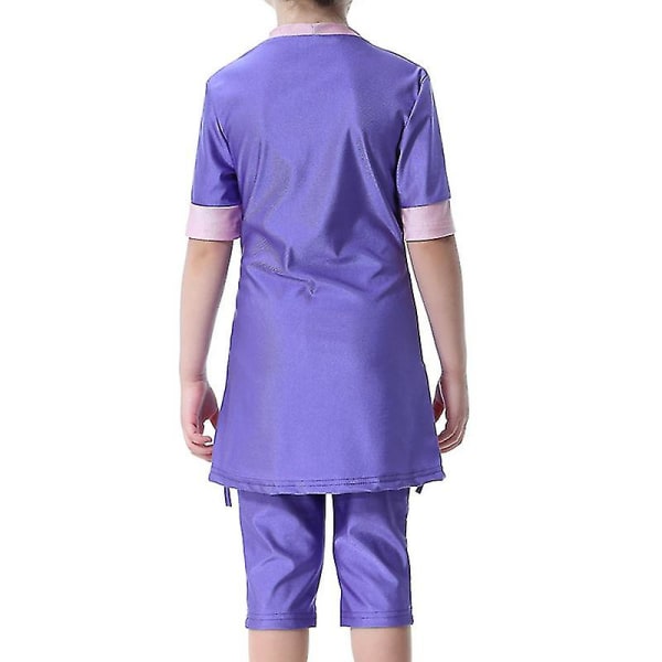 muslimske Børn Piger Badetøj Islamisk Burkini Modest Badedragt Svømmekostume Purple 12-13 Years