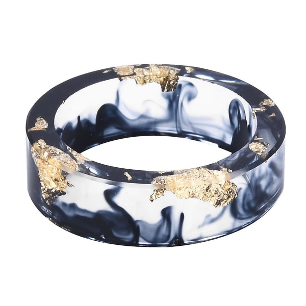 Unisex mode farverigt blæk guldfolie gennemsigtig harpiks ring fest smykker gave Dark Blue 19mm