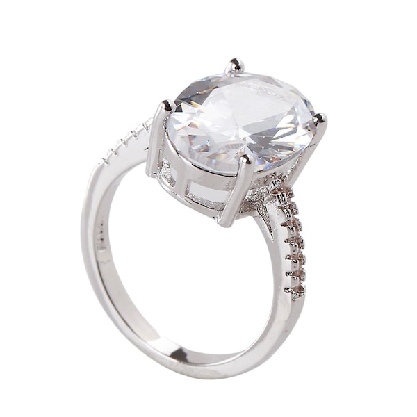 Mode Kvinnor Stor Oval Cubic Zirconia Pläterad Förlovningsförslag Finger Ring US 8
