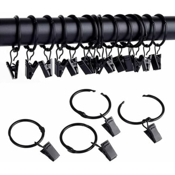 25st gardinringar med klämmor Metall gardinklämmor krok, lätt att öppna och stänga, metall gardin pin krokar för Window Doo