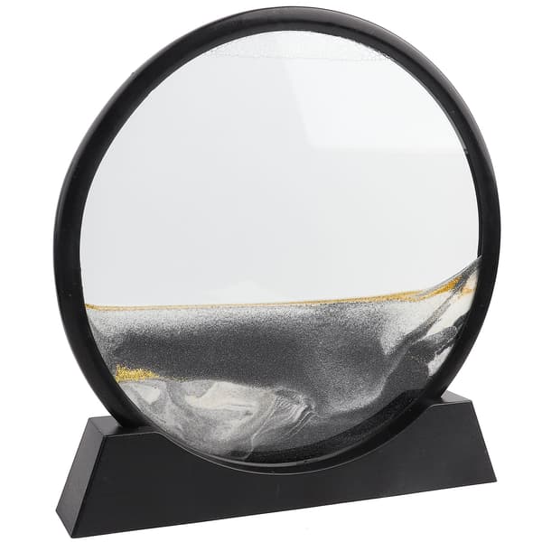 Timglas landskab flydende sandmaleri 3D-dekoration (sort)