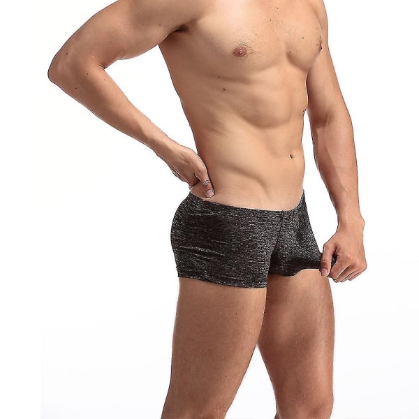 Män Low Rise bomull Boxer Trunks Underkläder Trosor Black White L