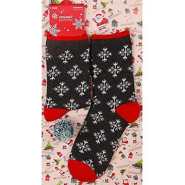 Kvinder Mænd Julenyhedssokker Sjove julestrømpegave Black Snowflake 2 Pairs