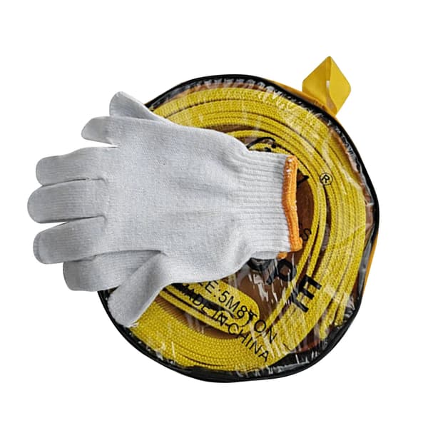 Kraftig 8T Bugseringstov til bil 5m Polyester Bugseringsstrop med kroge Nød Gul Handsker