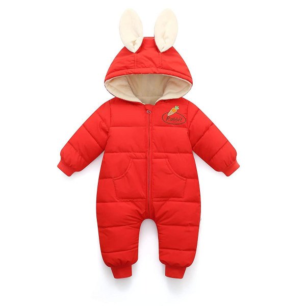 Jumpsuit Hooded Suit Jumpsuit Varm långärmad tecknad kanin 90cm