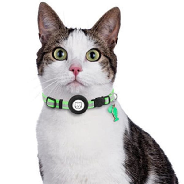 Kattehalsbånd, med klokke og vanntett skall i silikon, for kattens avtakbare sikkerhetsbeltespenne