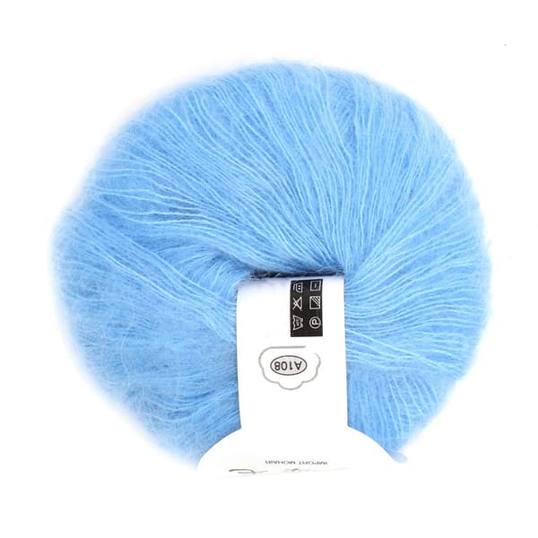 Blød og varm lang mohair Pashmina strikket uldgarn - lyseblå
