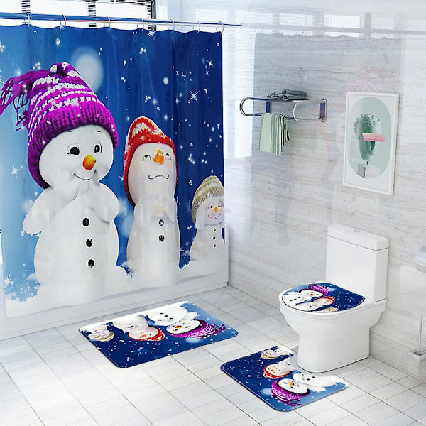 Christmas Snowman Series Dusjgardinmatte Toalett (4) A03