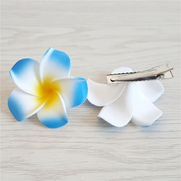 Plumeria blomklämmor Realistiska detaljerade hårtillbehör för flickor Red