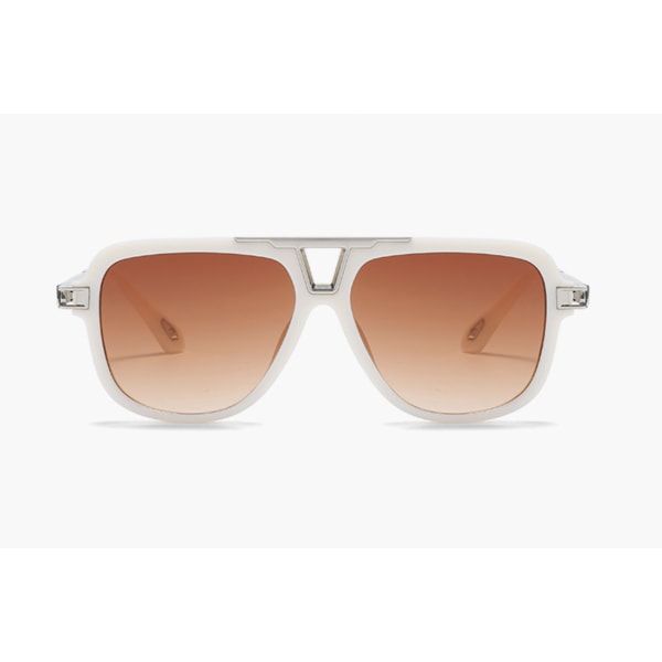 Metal Square Solglasögon Solglasögon för män och kvinnor Anti-UV solglasögon (beige ram Gradient Tea Bits),