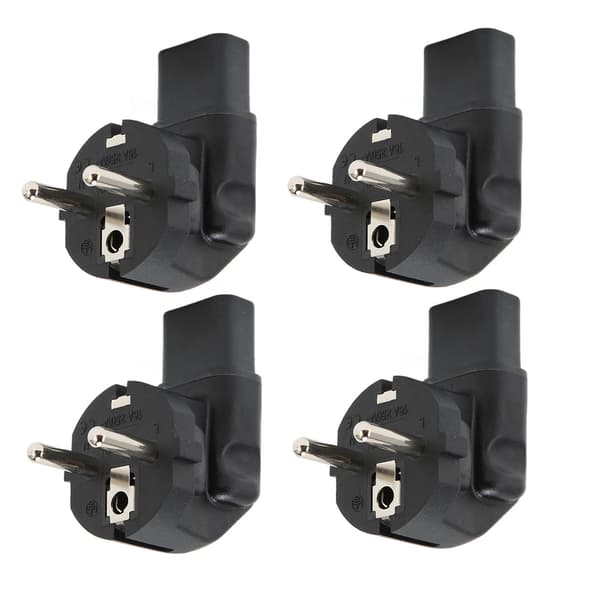 4 stk. EU 48 mm til IEC320 C13 90 graders strømpluggadapter for bærbare datamaskiners strømadaptere EU-plugg 100-250V