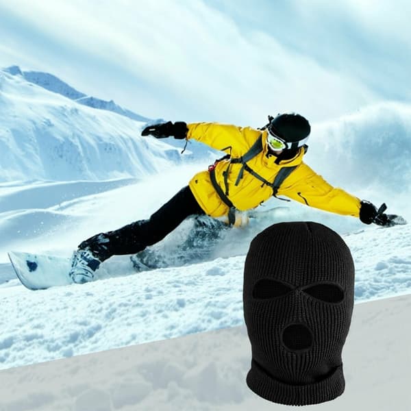 Strikket hel ansikts skimaske 3 hull Vinter Varm Elastisk