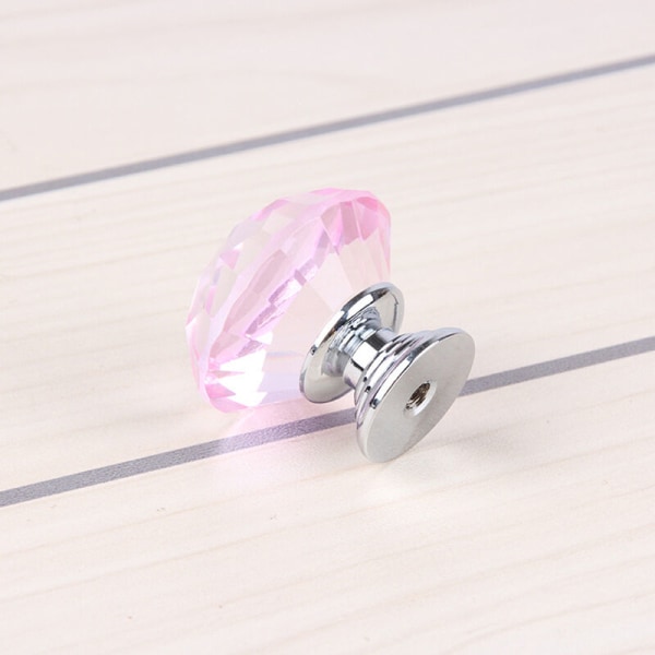 10 st, 30 platta diamanter - tre ringar rosa diamant kristallhandtag garderobsdörrhandtag,