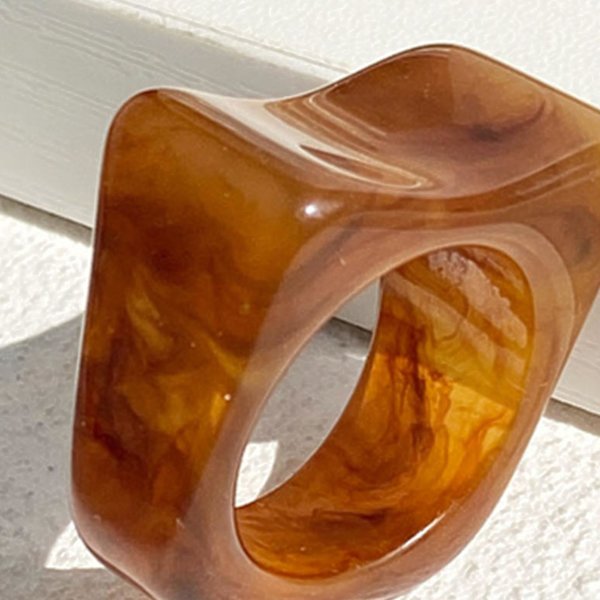 Vintage Ring Gennemsigtig Geometrisk Unisex All Match Simple Ring Til Dating Yellow