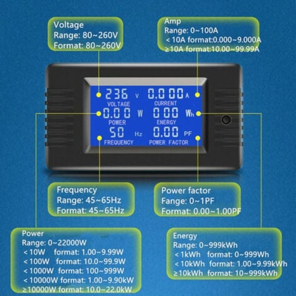 PZEM-022 Avaa ja Sulje CT 100A AC power Digitaalinen näyttö Volttimittari Ammerimetri Virtataajuusmittarin jännite