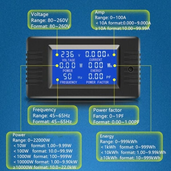 PZEM-022 Öppna och stäng CT 100A AC Power Control Meter Digital Display Voltmeter Amperemeter Strömfrekvens Mätare Spänning