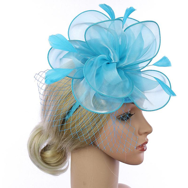 Faux Feather Net Garn Hatt Enfärgad Fascinator Bröllop Tea Party Huvudbonader Hårprydnad för Coffee