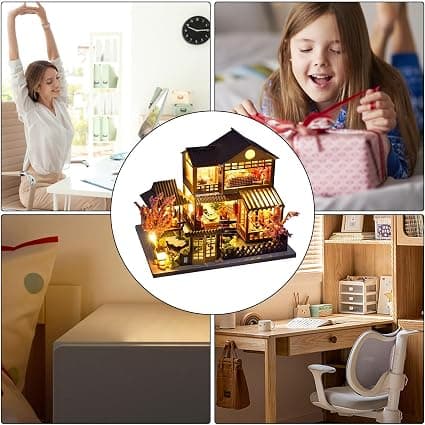 3D Træhus Puslespil, LED Lys Villa Samlemodel DIY Håndværksindretning