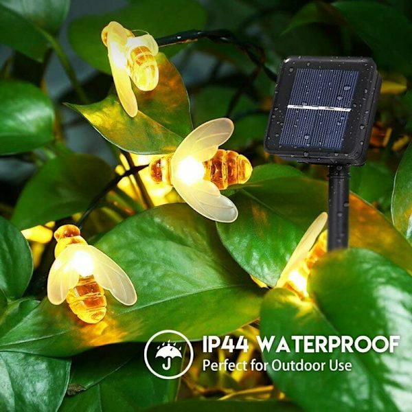 Varma färger Solar String Lights, 6,5 m Solar Powered 30 LED String Lights Vattentäta Dekorativa Bumblebee Lights, Lämplig för utomhusbruk, bröllop, Landsca